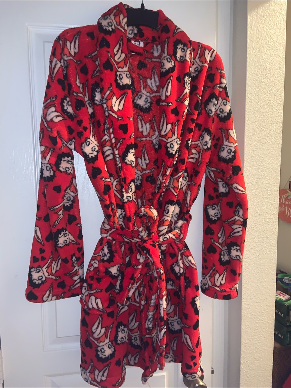 Betty Boop Red Fleece Robe with Character Print